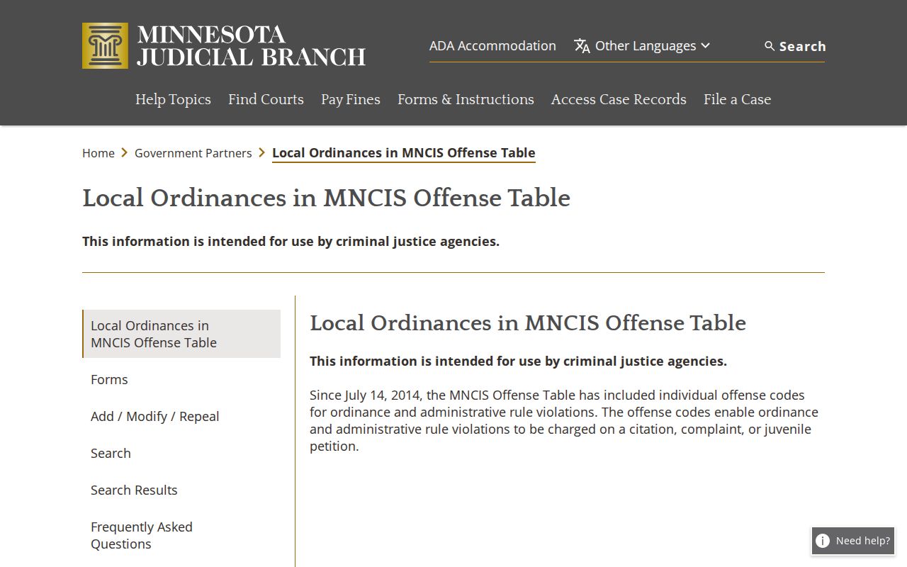 Clearwater County traffic tickets and official MNCIS local-ordinance information